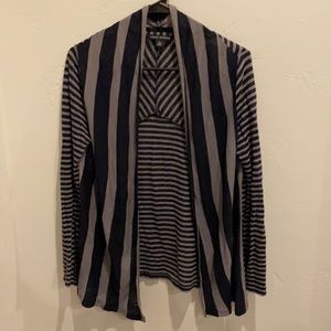 Lightweight Navy & Gray Striped Cardigan